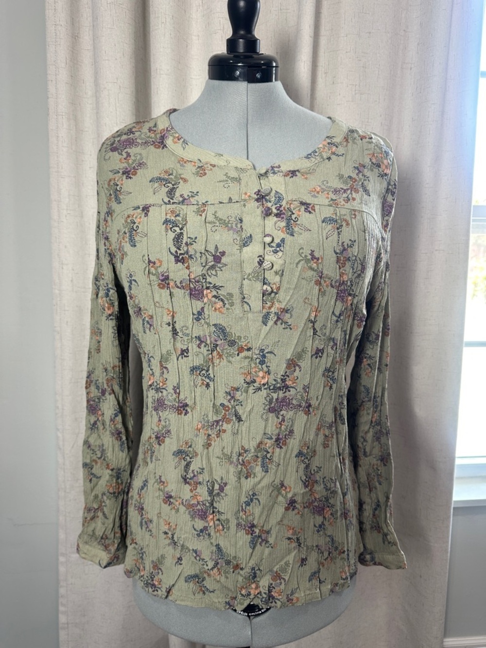 Christopher&Bank Floral Green Blouse size L